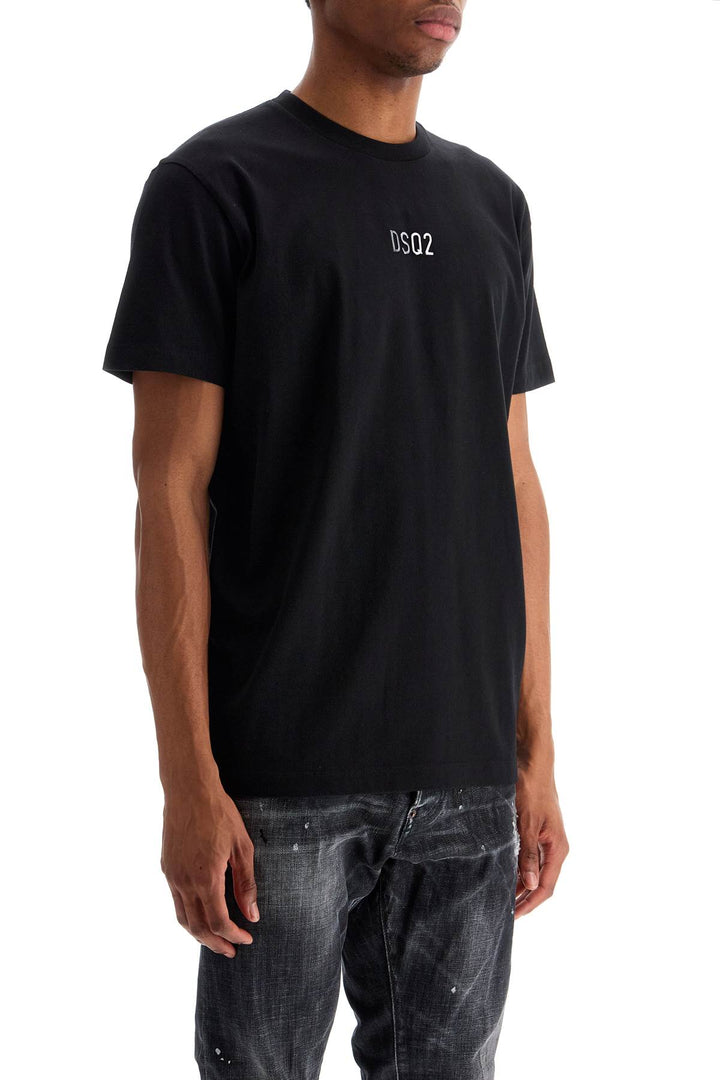 Black Cotton T Shirt With Embroidered Logo