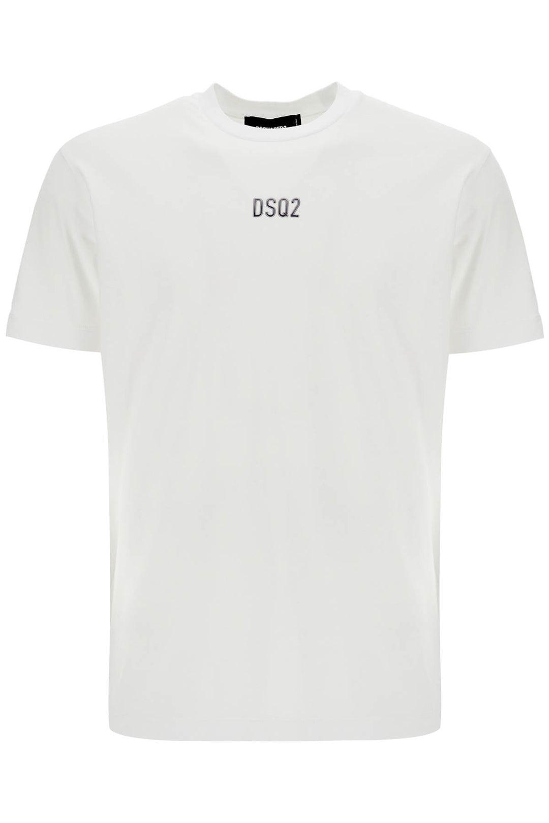 White Cotton T Shirt With Embroidered Logo