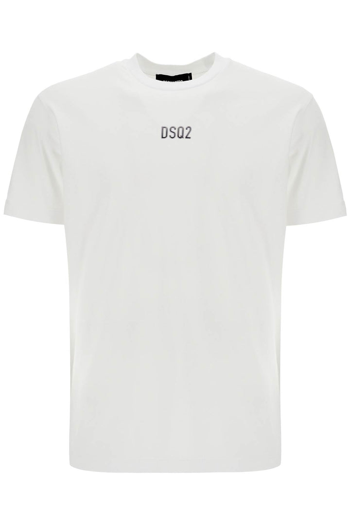 White Cotton T Shirt With Embroidered Logo