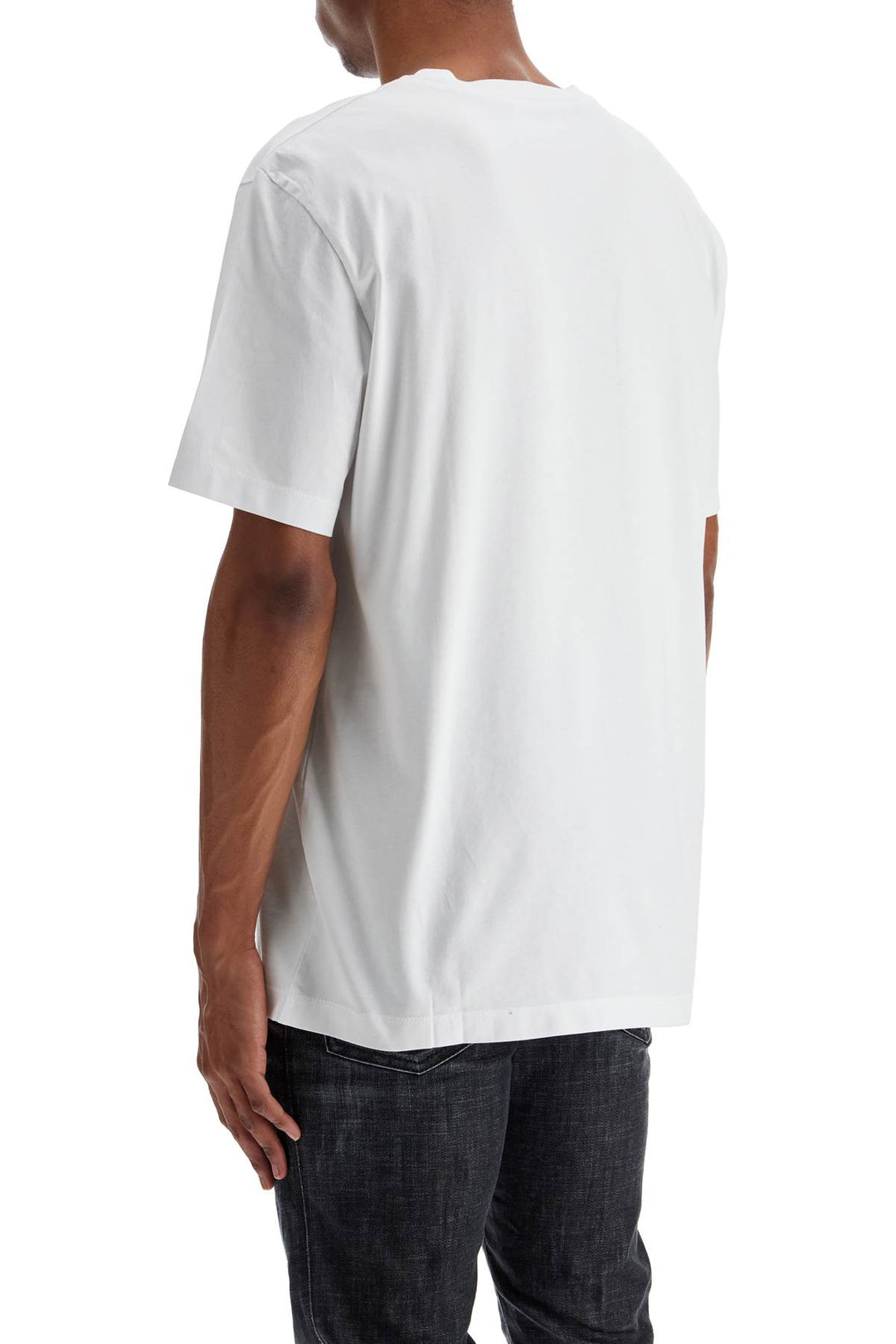 White Cotton T Shirt With Embroidered Logo