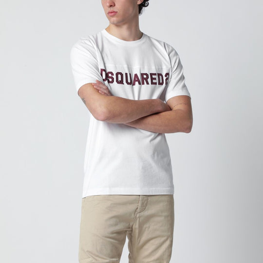 White T-Shirt With Logo Embroidery