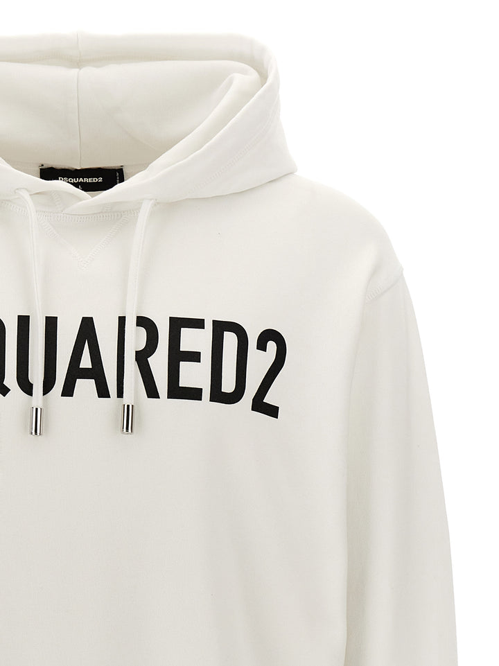 Logo Print Hoodie Sweatshirt White/Black