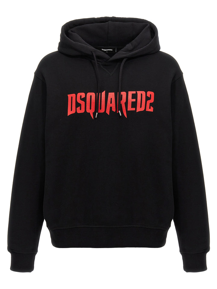 Logo Print Hoodie Sweatshirt Black