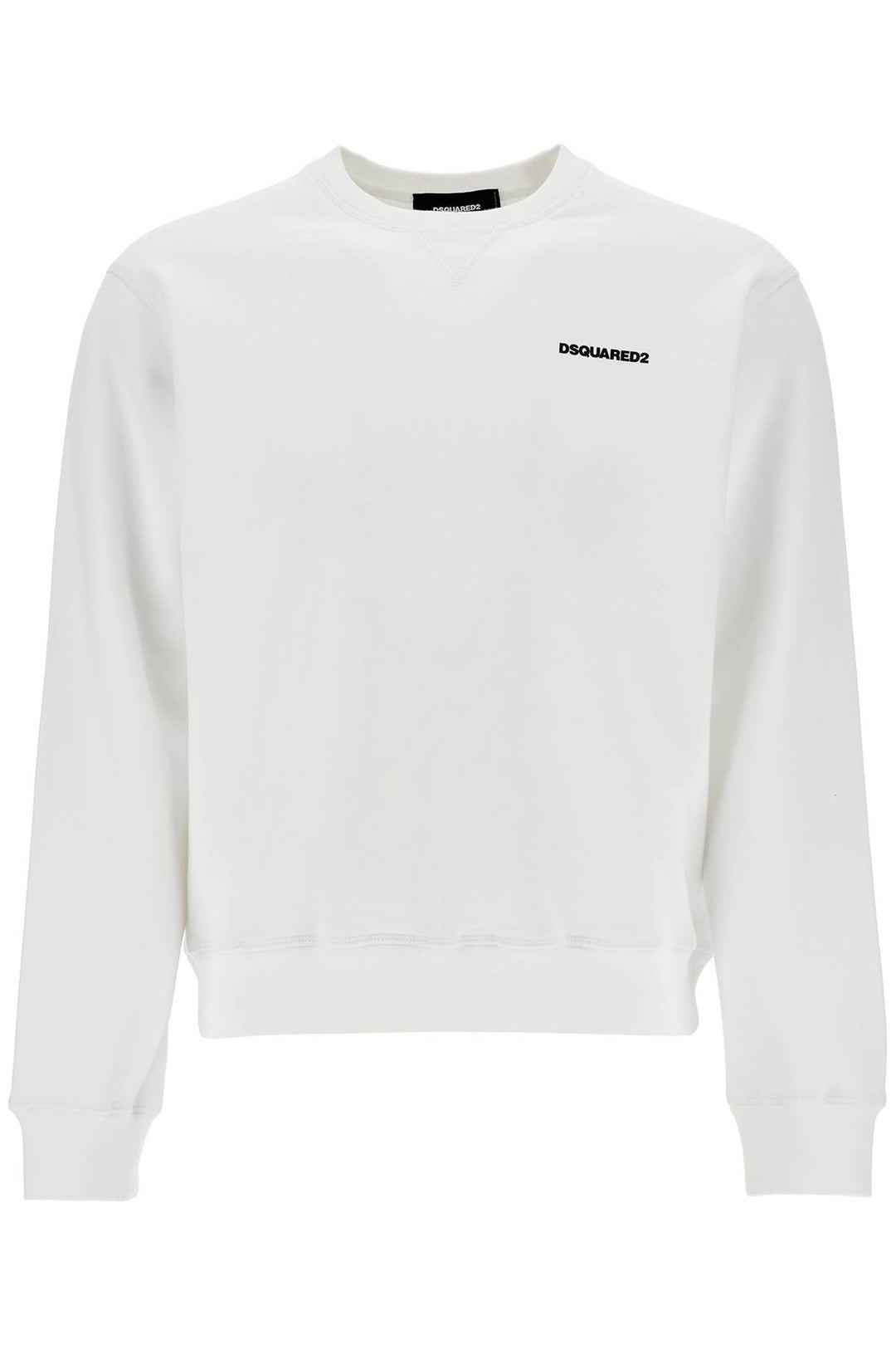 White Crew Neck Sweatshirt In Cotton With Embroidered Logo