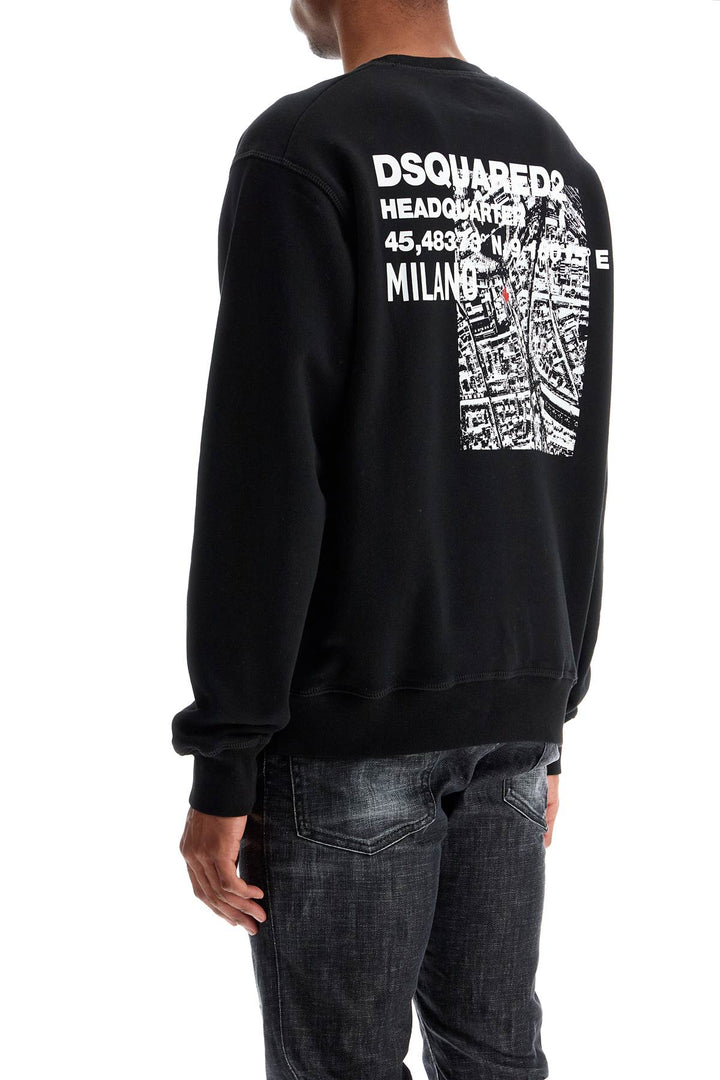 Black Cotton Crewneck Sweatshirt With Embroidered Logo