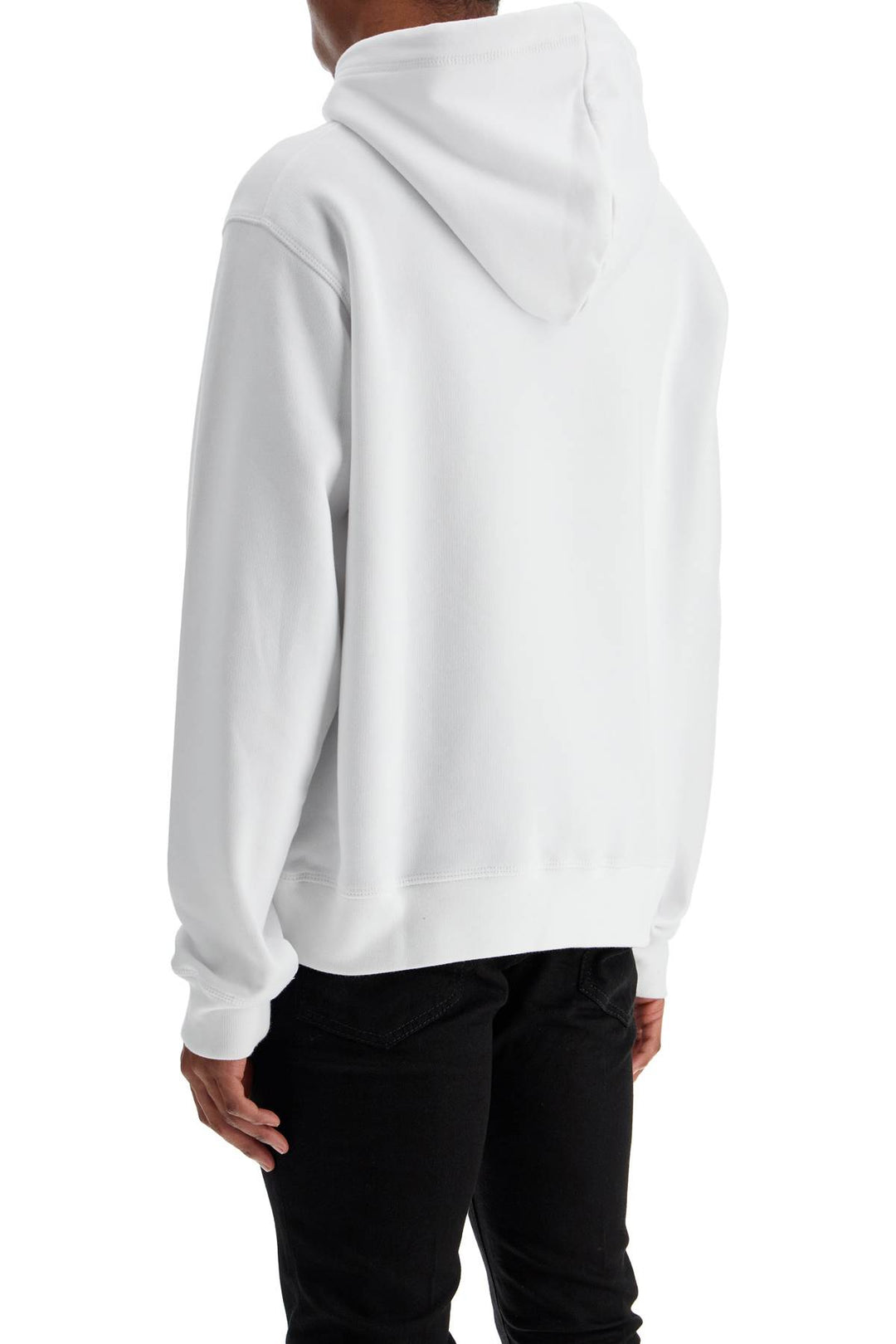 White Cotton Hoodie With Embroidered Logo