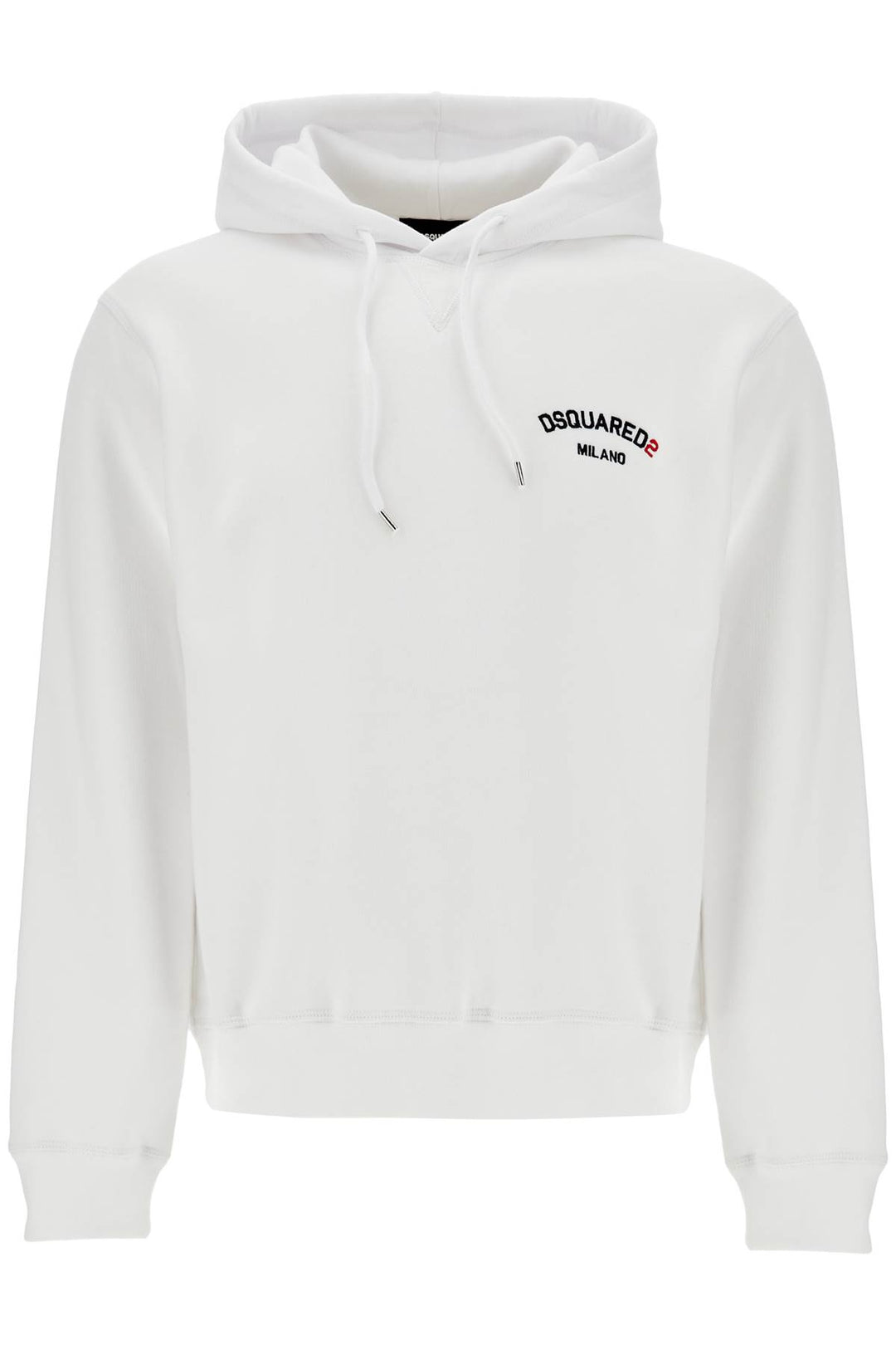 White Cotton Hoodie With Embroidered Logo