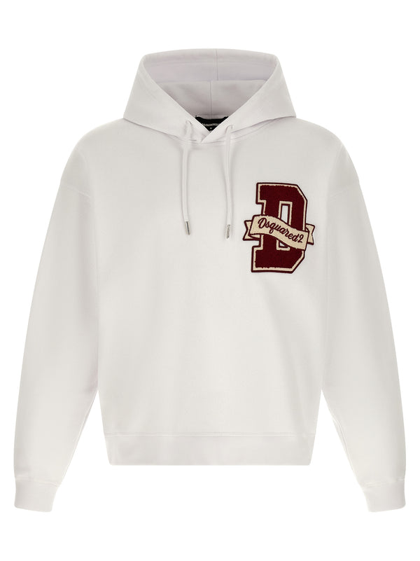 Logo Patch Hoodie Sweatshirt White