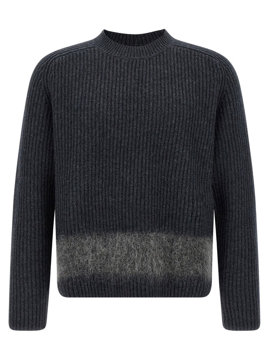 Carded Wool Insert Sweater Sweaters And Cardigans Gray