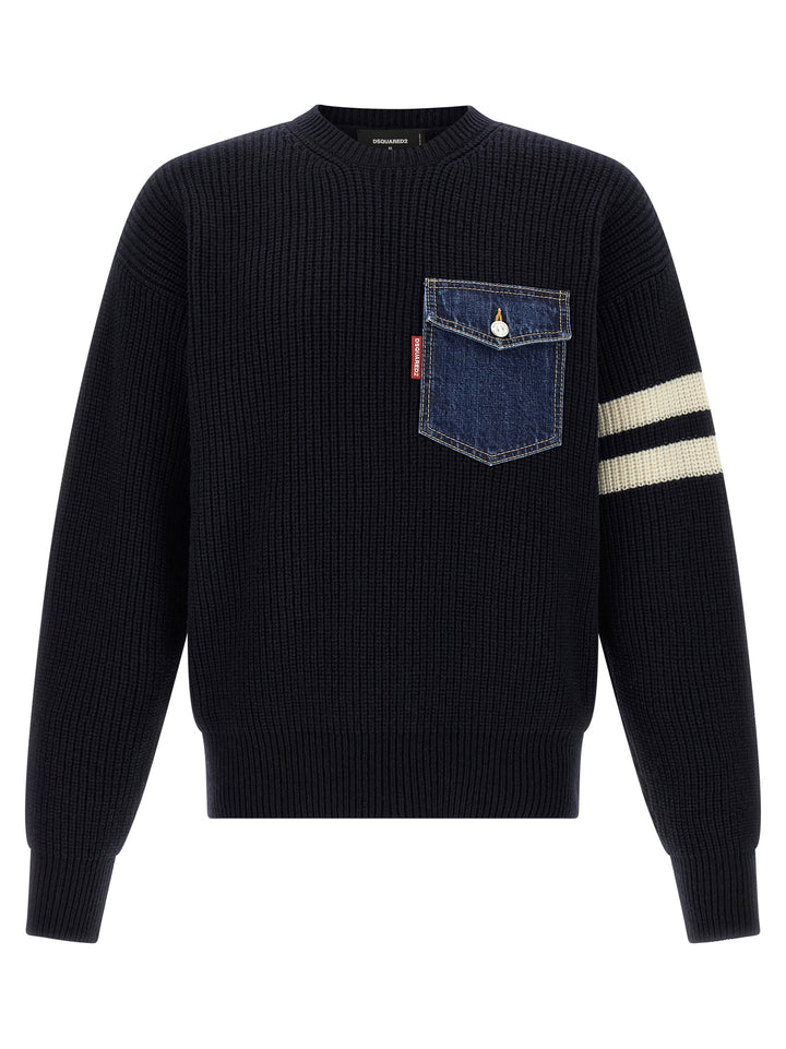 Dsquared2 Denim Mix Sweaters and Cardigans - Blue | 436449aba50c317ab0f8584dfbe8c90ee0c26fdd
