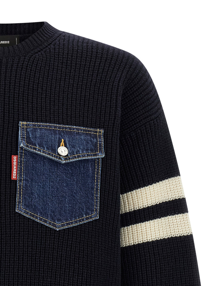 Dsquared2 Denim Mix Sweaters and Cardigans - Blue | 18fb4fdfa093c63cb59b71117818ff854c02976f