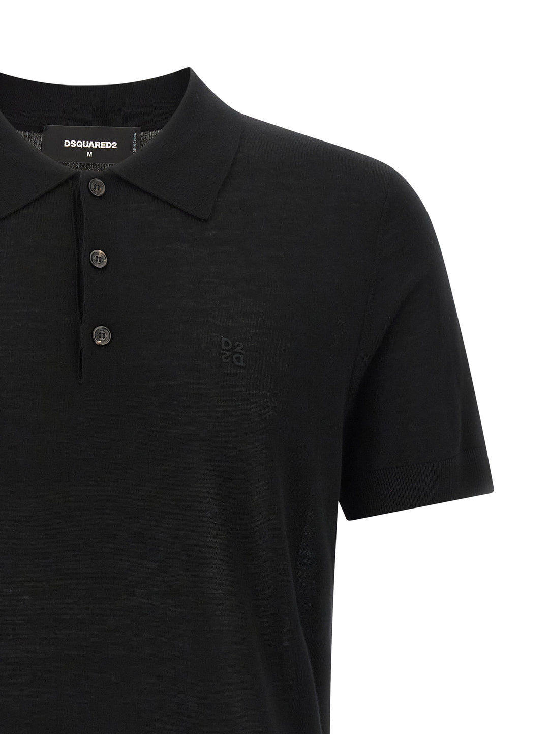 Dsquared2 Wool  Shirt Polo - Black | 9b8bee8b16e564940df73ea28a2a79a2e63ed8ad