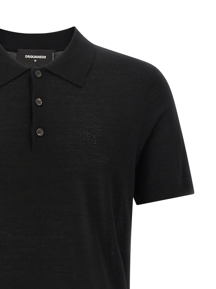 Dsquared2 Wool  Shirt Polo - Black | 9b8bee8b16e564940df73ea28a2a79a2e63ed8ad