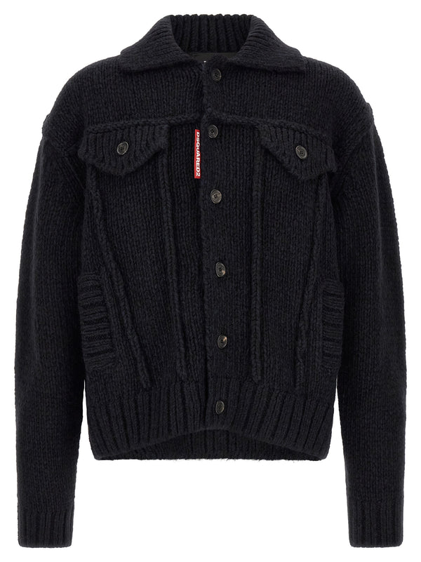 Logo Patch Cardigan Sweaters And Cardigans Blue