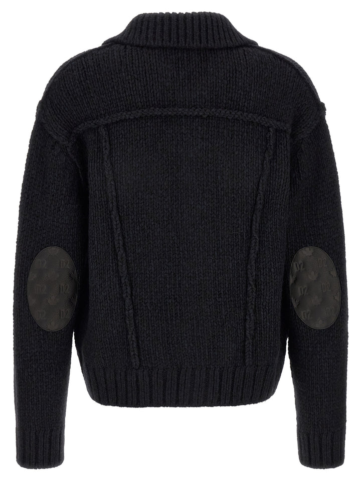 Dsquared2 Logo Patch Cardigan Sweaters and Cardigans - Blue | b22b188387c35fc51a264f2bbe18d73a8b26660e