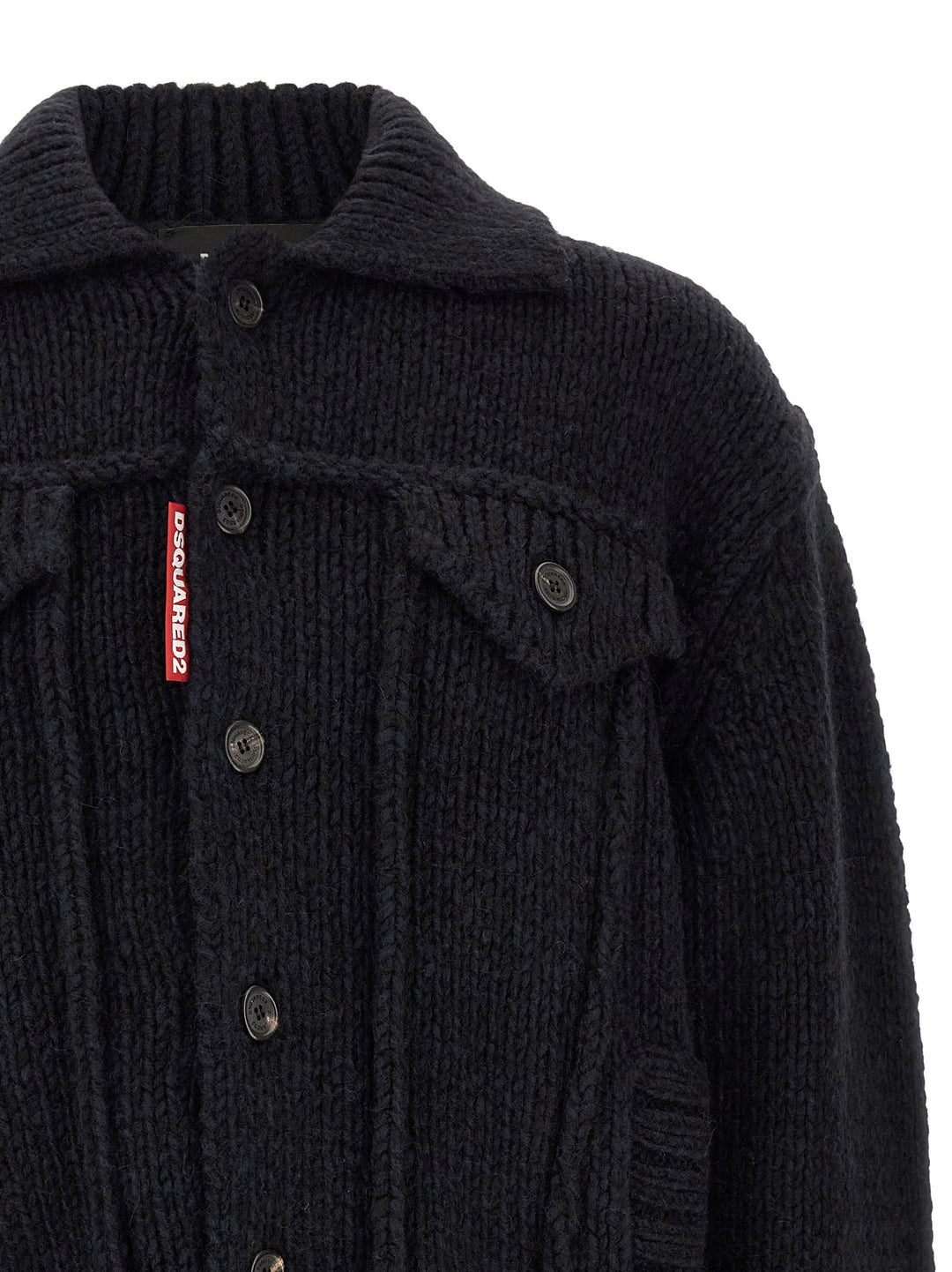 Dsquared2 Logo Patch Cardigan Sweaters and Cardigans - Blue | 514cc2d208cf427af75642f36c9c7abaa9411d72
