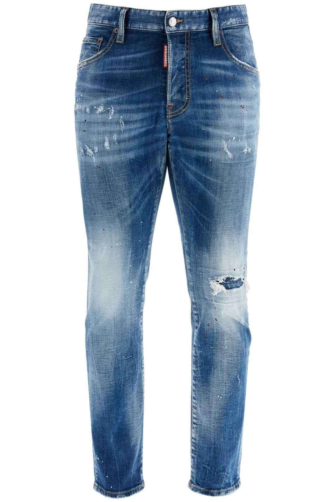 Slim Fit Navy Blue Used Effect Jeans