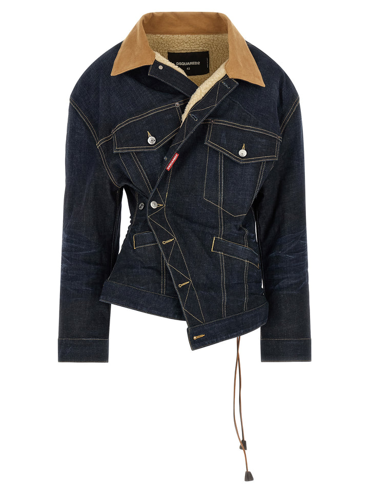Dsquared2 Wrap Over Puffer Jackets - Blue | b6839719af18b71a3b78dfd3c575859df1713924