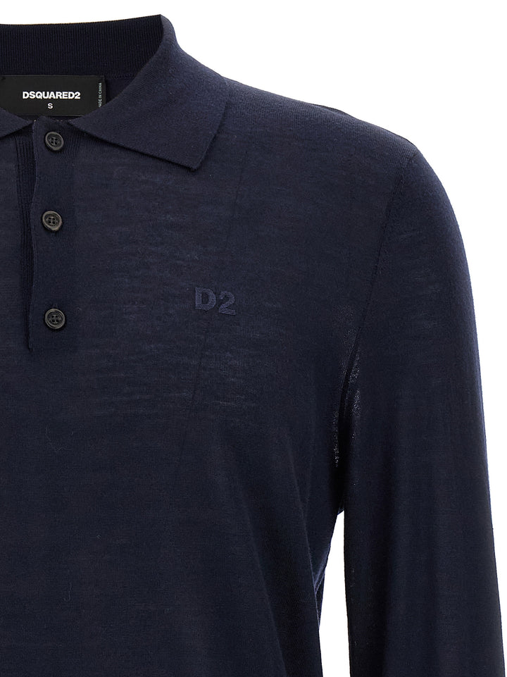 Dsquared2 Logo Embroidery  Shirt Polo - Blue | efa55d7d07b8364123c7c10fd5beaeac2bb1ad42