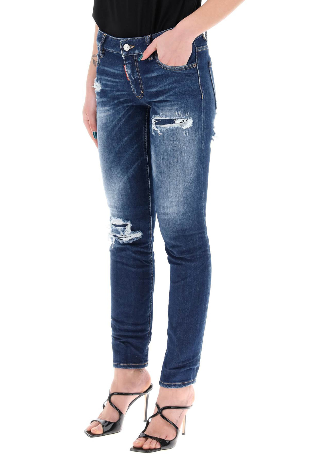 Jeans Ripped Knee Wash Medium Waist Jennifer