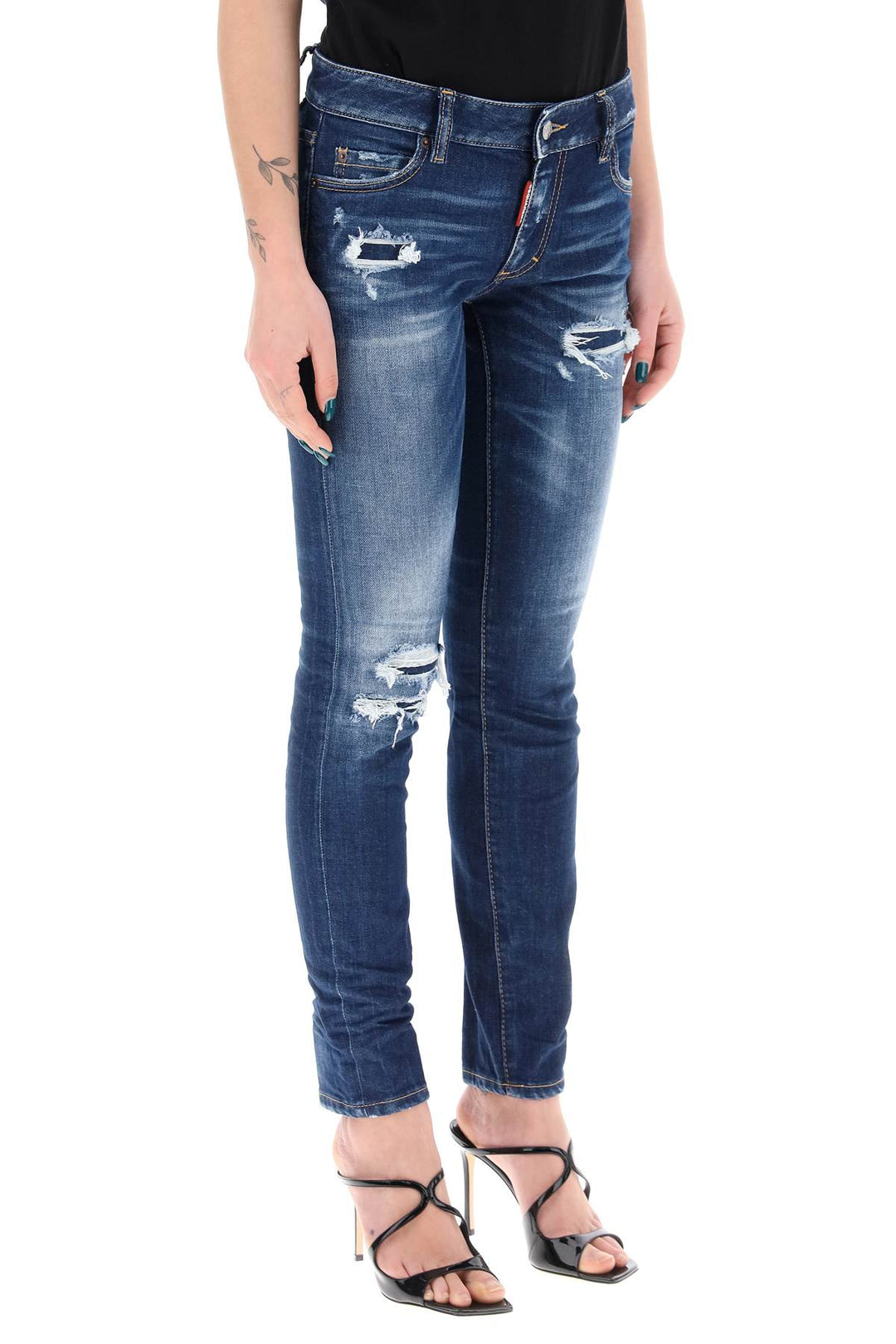 Jeans Ripped Knee Wash Medium Waist Jennifer