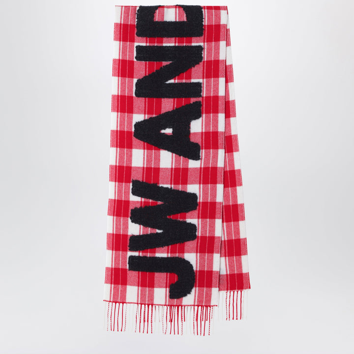 JW Anderson Tartan Wool-Blend Scarf With Maxi Logo