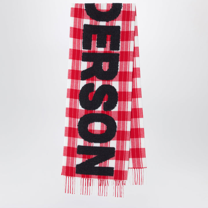JW Anderson Tartan Wool-Blend Scarf With Maxi Logo