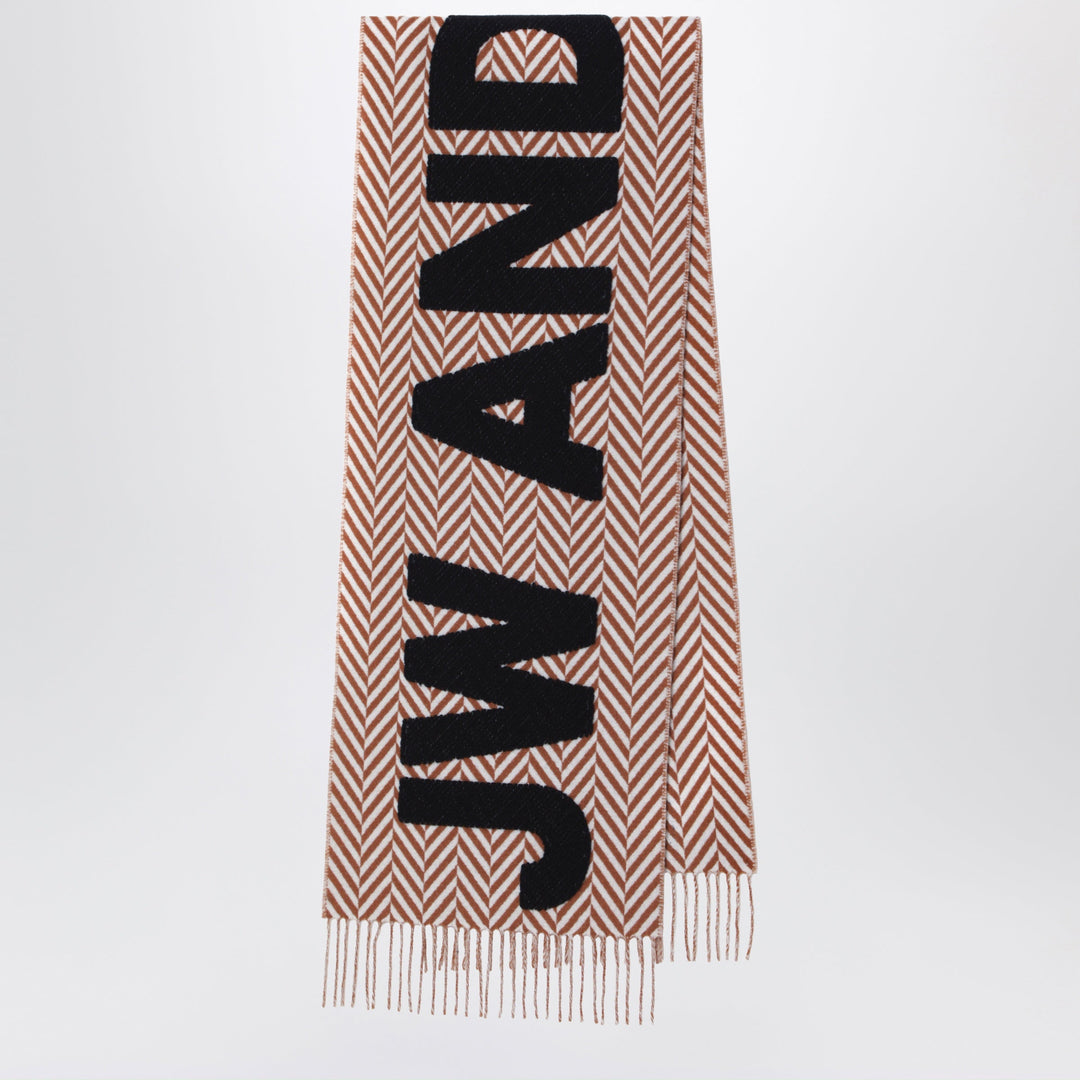JW Anderson Chevron Wool-Blend Scarf With Maxi Logo