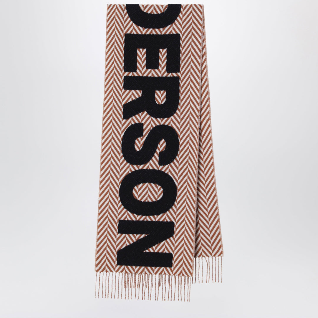 JW Anderson Chevron Wool-Blend Scarf With Maxi Logo