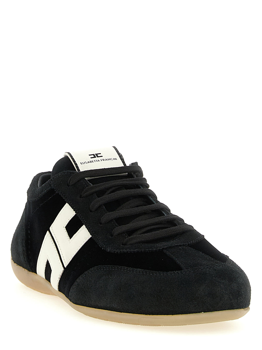 Elisabetta Franchi Nappa And Velvet Sneakers - White/Black | 5ffcfdf57c4d579169e6c25cae158bef1c7c3aba