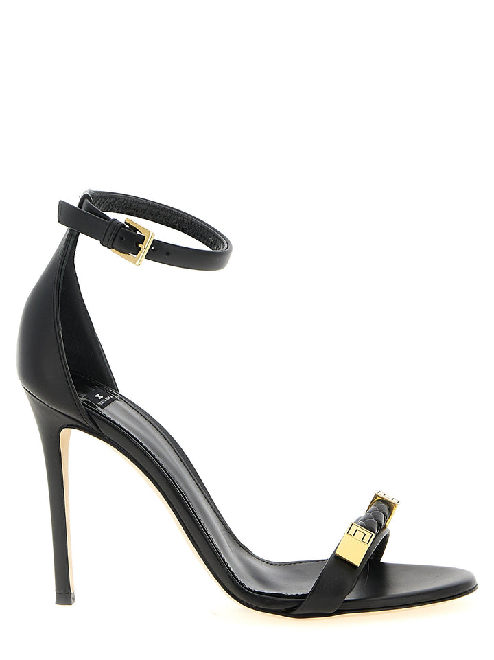 Elisabetta Franchi Leather Sandals - Black | 37333e8dd50b674a3ae4a93bc91d3eed1ca68d02
