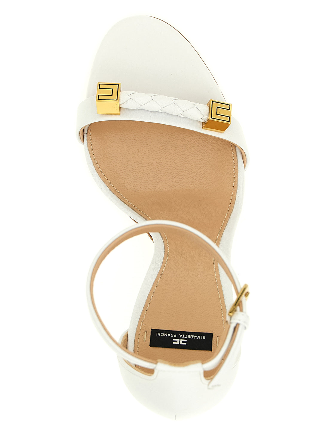 Elisabetta Franchi Leather Sandals - White | c5b7de16f8a4d4831ea347f23c9f7d7568bd655d