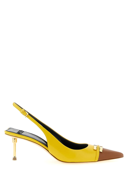 Leather Slingback Pumps Yellow