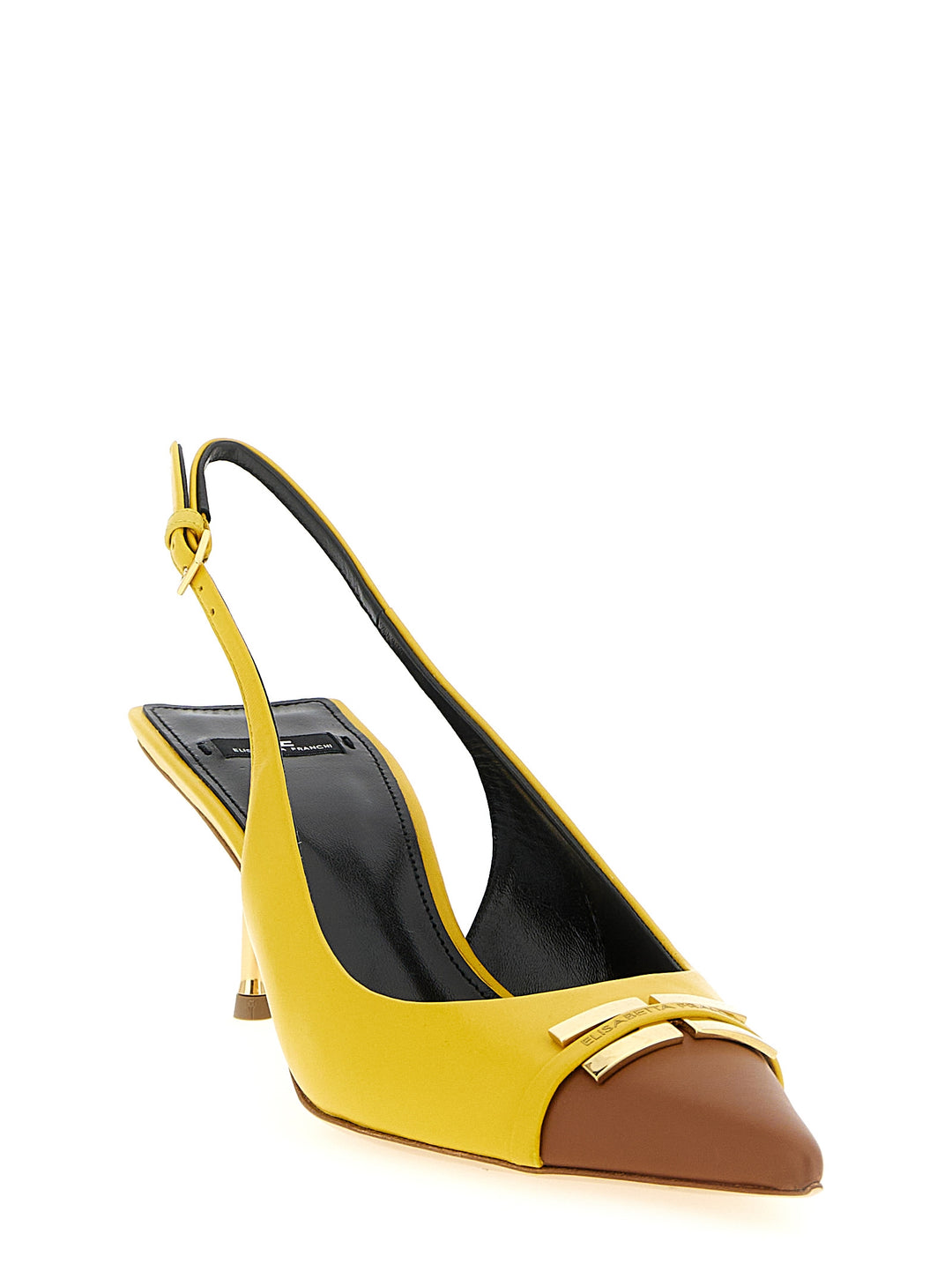 Elisabetta Franchi Leather Slingback Pumps - Yellow | d496eca2817e12627f87840517808493523190d8