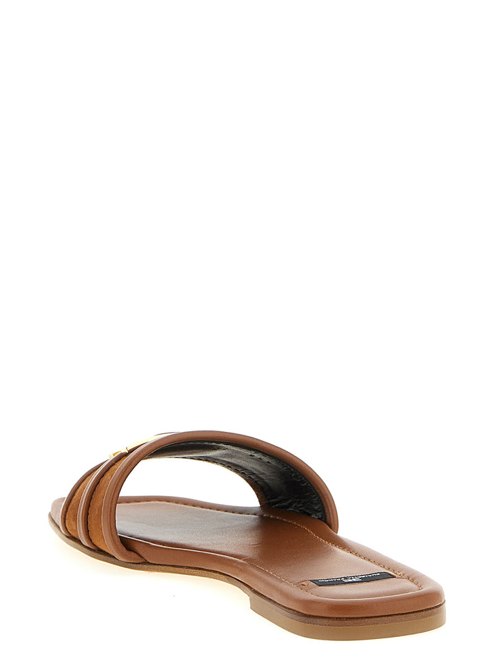 Elisabetta Franchi Logo Slides Sandals - Brown | 2f6cd833b781e5089f536217fc4ad101a96f9d84