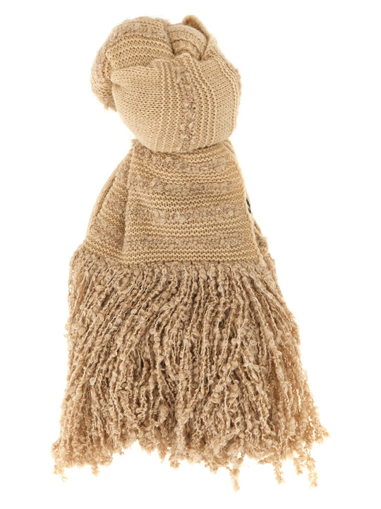Bouclé Fringed Scarf Scarves And Foulards Beige