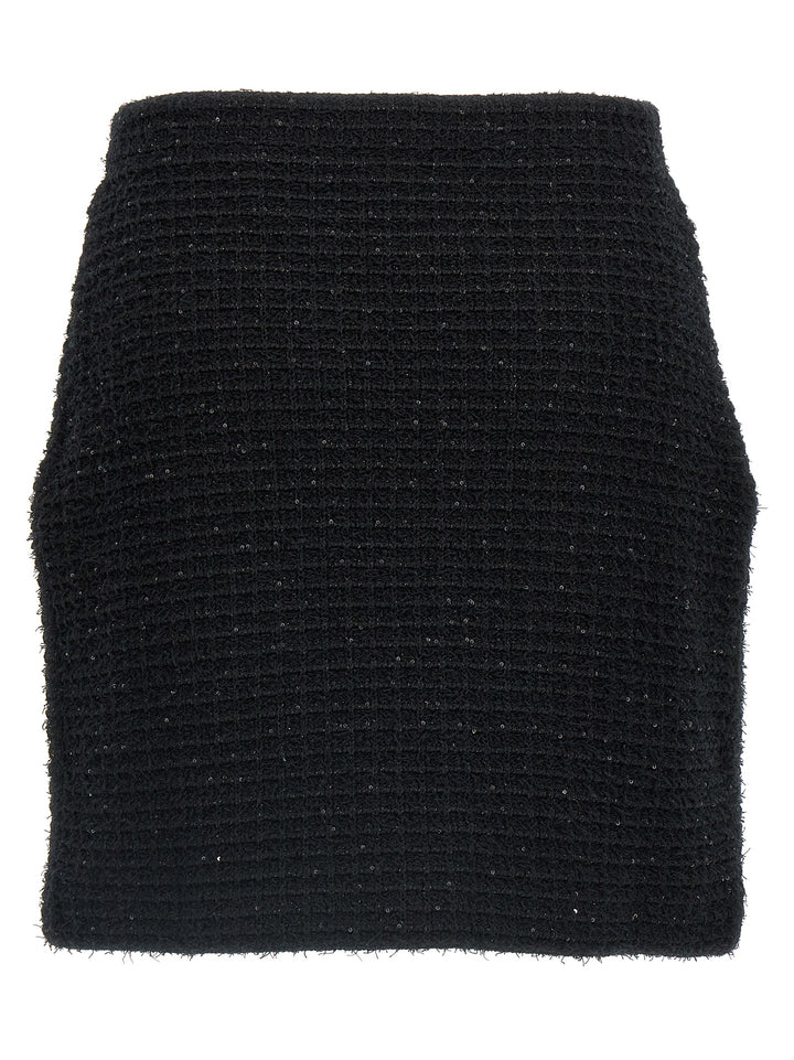 Black Textured Knit Mini Skirts Black