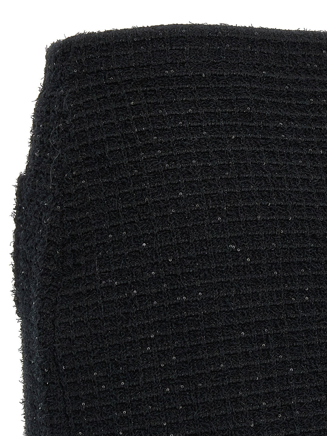 Black Textured Knit Mini Skirts Black