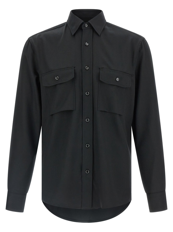 Brioni Military Shirt and Blouse - Black | beb8a925b17f2b18f422477aa5fe8a66105aceaf