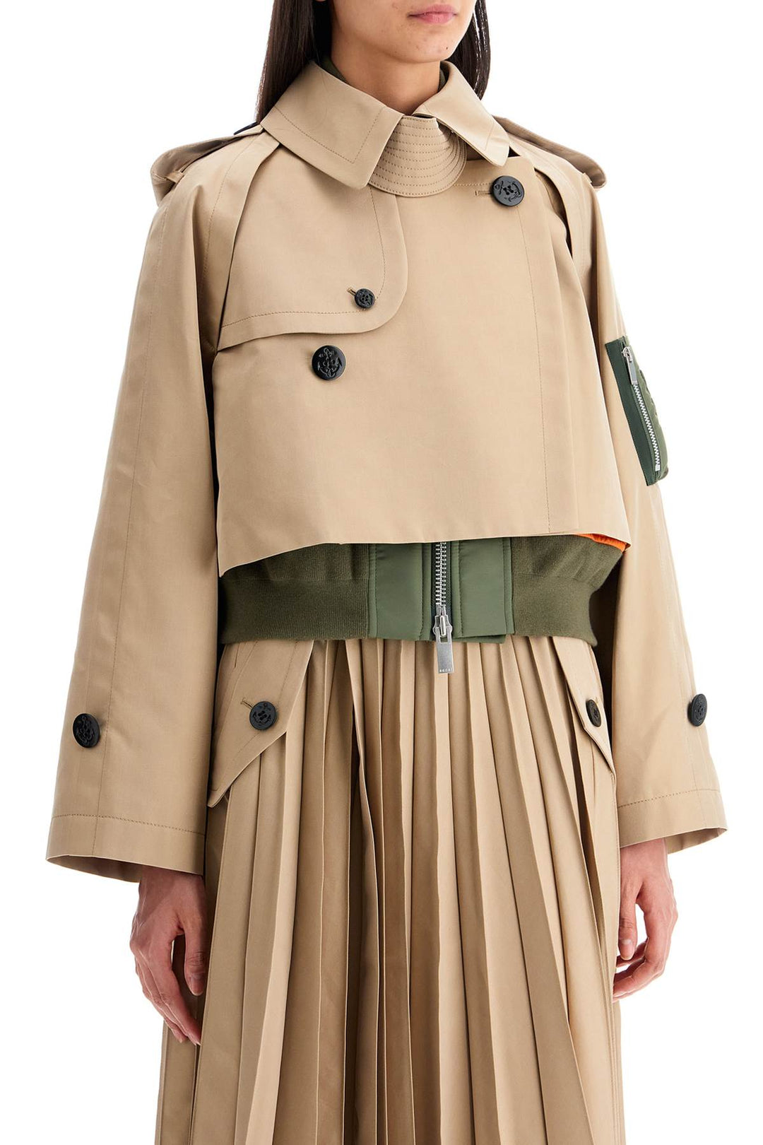 Blouson Stile Trench Effetto Stratificato