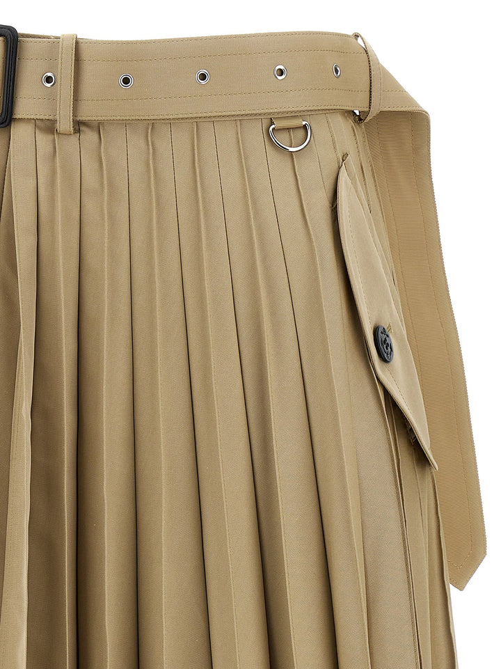 Long Pleated Skirt Skirts Beige