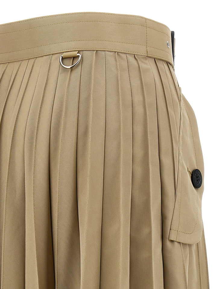 Long Pleated Skirt Skirts Beige