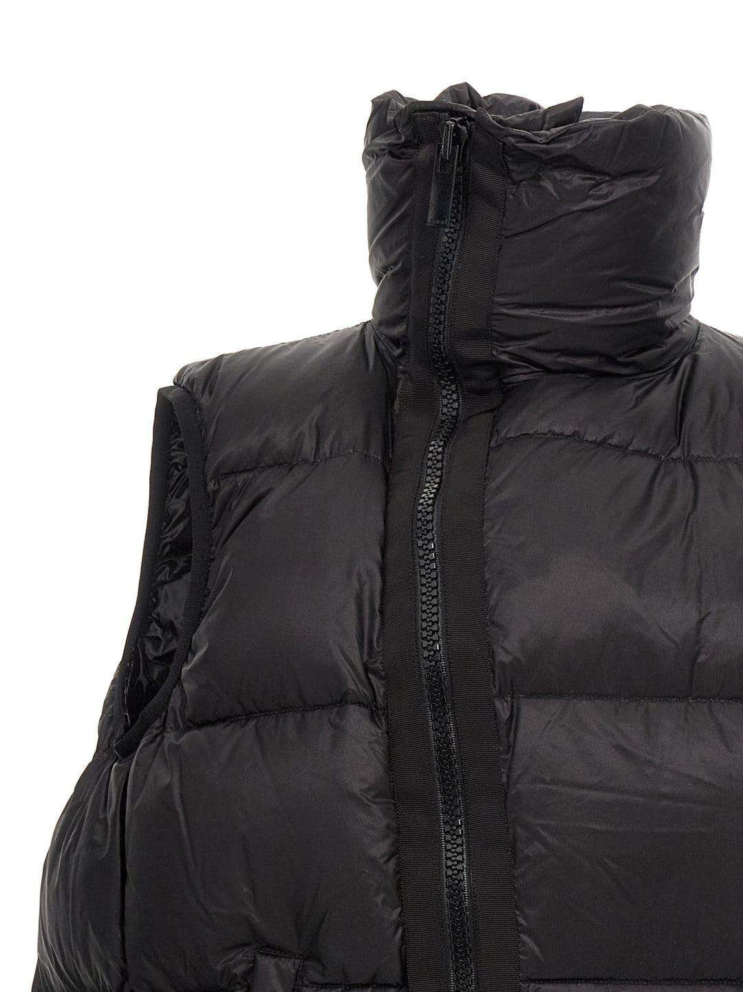 Flared Padded Vest Gilet Black