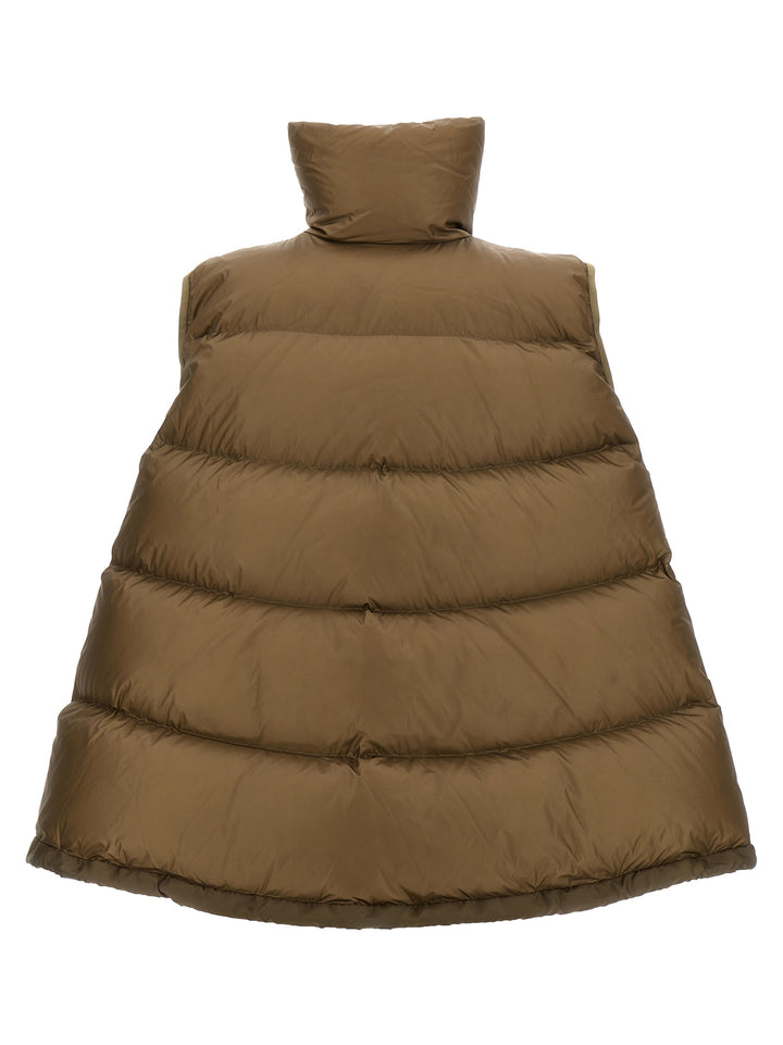 Flared Padded Vest Gilet Beige