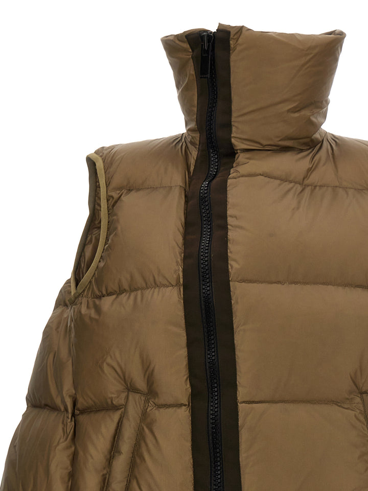 Flared Padded Vest Gilet Beige