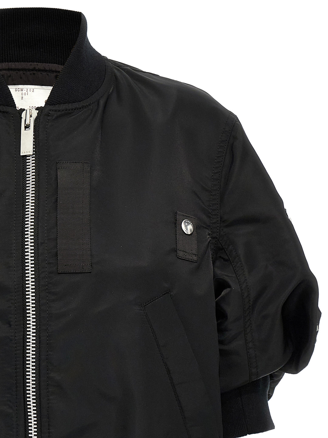 Sacai 3/4 Sleeve Bomber Jacket Puffer Jackets - Black | afe7364bdf672df1b51acebd4b0c7a2744b3e44a