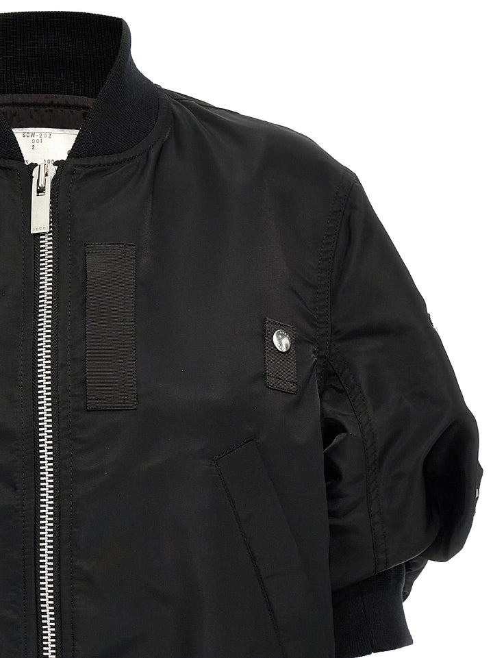 Sacai 3/4 Sleeve Bomber Jacket Puffer Jackets - Black | afe7364bdf672df1b51acebd4b0c7a2744b3e44a