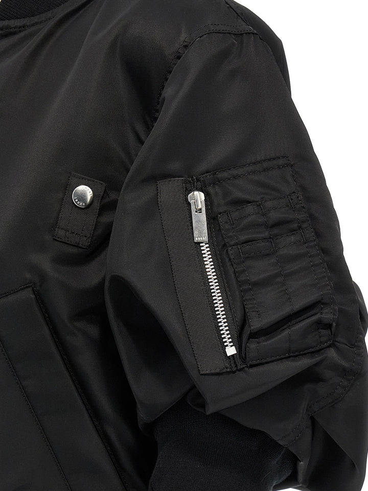 Sacai 3/4 Sleeve Bomber Jacket Puffer Jackets - Black | 735f62fea3cb32b38dd10a00e11479c1da26d6ed