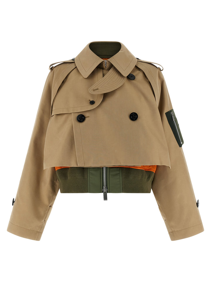 Sacai Double Layer Trench Coat Coats and Trench Coats - Beige | 015b6a0ce0e6142d90118eef1fde8ca228f64de5