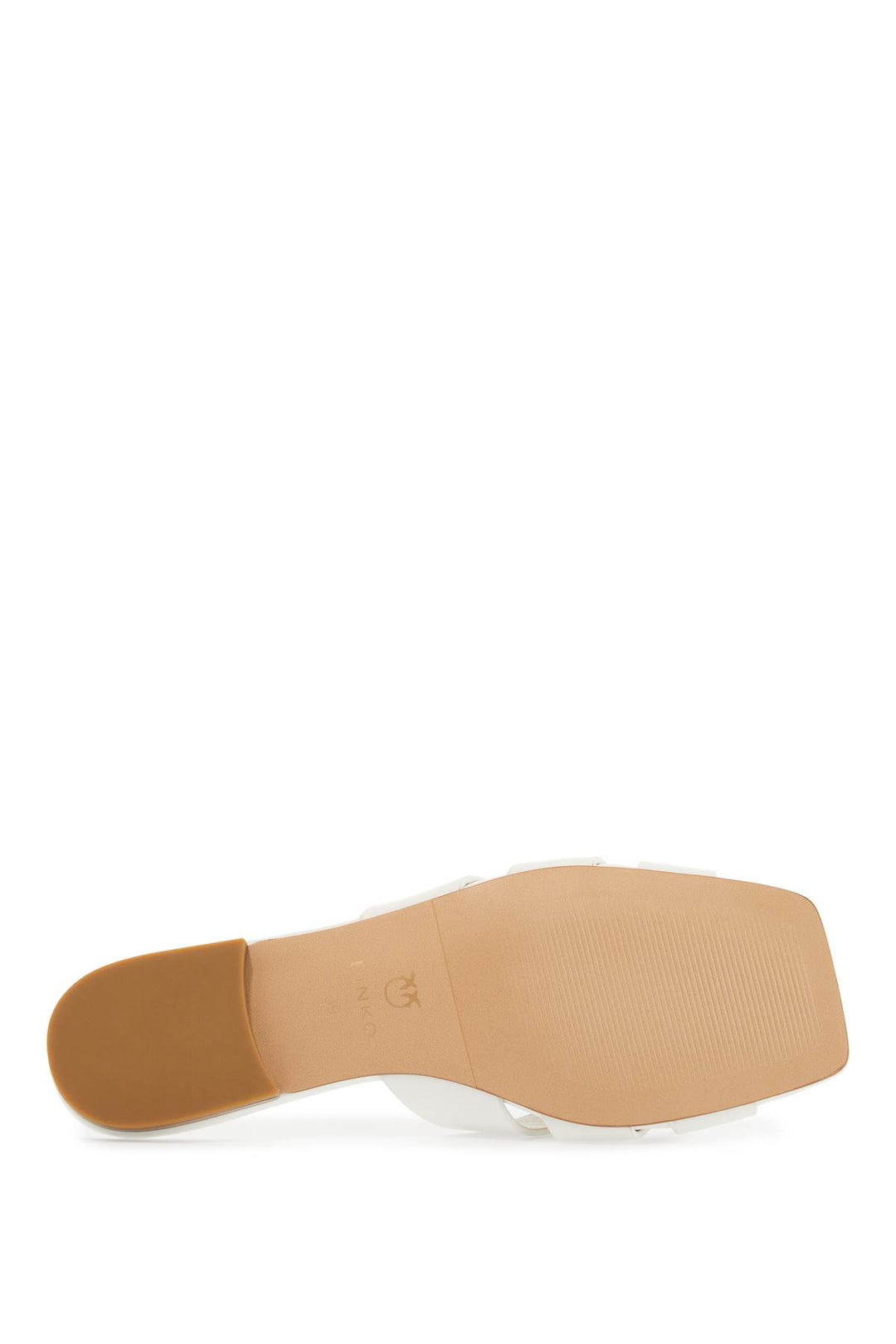 Milk Calf Leather Slippers With Striped Structure And Golden Details